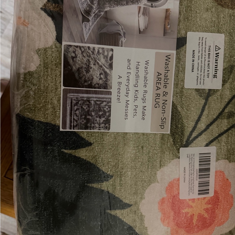 Floral Green Area Rug 8x10 - Picture 5 of 6